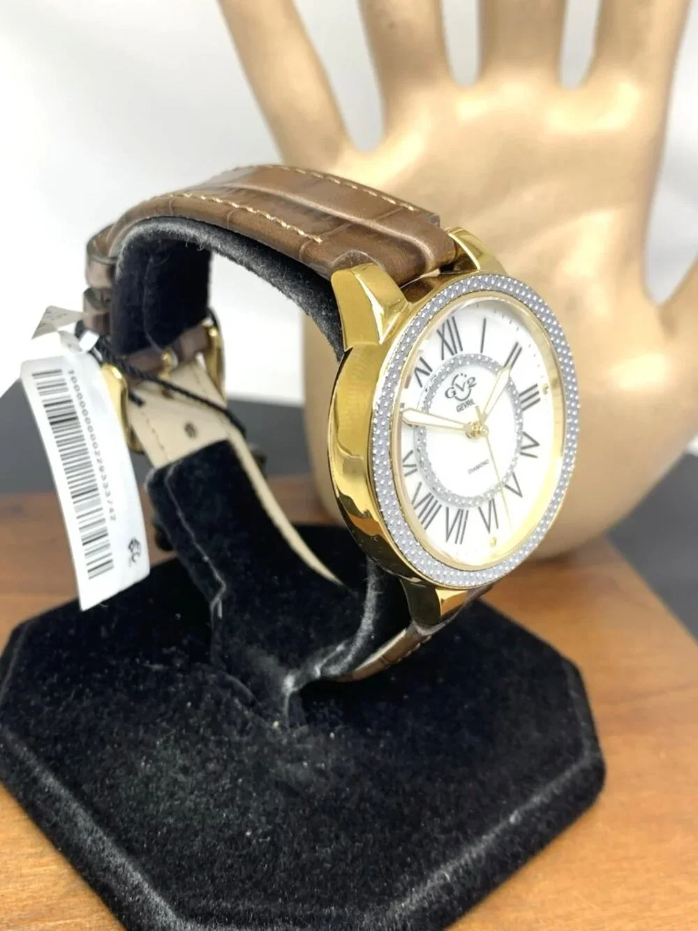 GV2 by Gevril Women's Watch 9142 Swiss Quartz Mother Of Pearl Dial Brown Leather